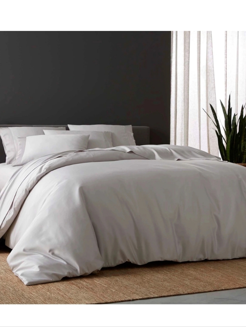 New SIJO Organic Bamboo Duvet Cover Set Dove Gray Full / Queen